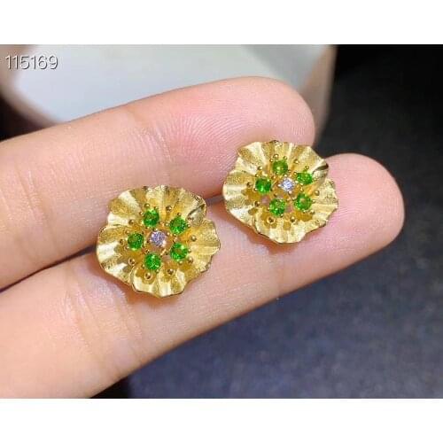The latest design of natural emerald Earrings 925 Sterling Silver Lady Party Gift Earrings