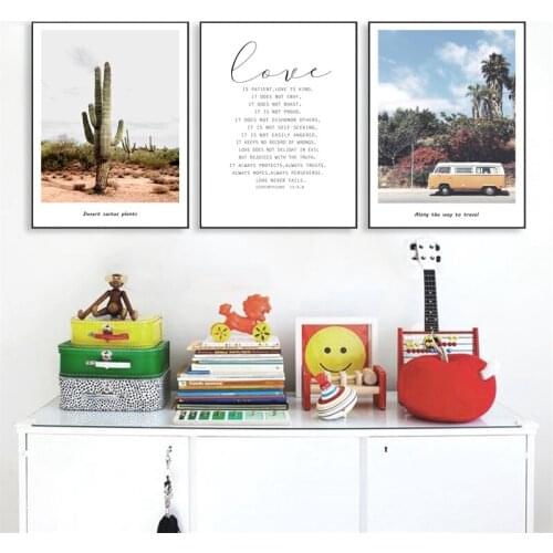 Nordic Deco Cactus Canvas Painting Green Plant Poster Tropical Desert Landscape Nordic Poster and Prints Wall Art Canvas