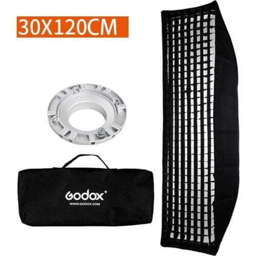 Godox Softbox 30x120cm Honeycomb Grid Strip Bowens Mount Softbox for Photo Studio Strobe Flash Light DE300 SK400II DE400 DE400II
