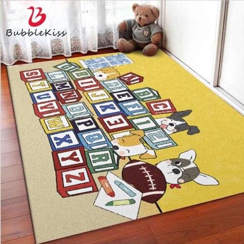 Bubble Kiss Cartoon Letter Pattern Thickened Carpet Polyester Crystal Velvet Area Rug for Living Room Home Decor Kids Room Mats