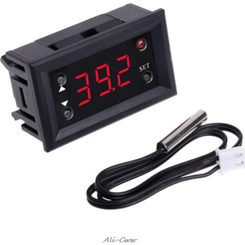 W1218 Digital Thermostat DC12V Temperature Controller For Incubator w/ Probe Red