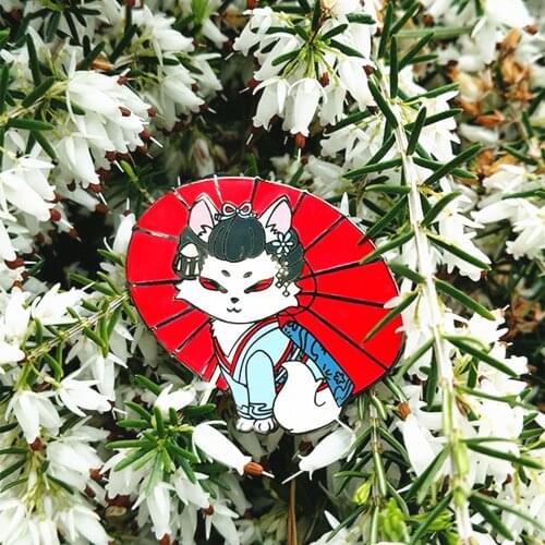 Japanese Yuki The Geisha Persian Cat Hard Enamel Pin Kawaii Kitty In A Kimono Brooch Cartoons Animal Lapel Pins Jewelry Gift