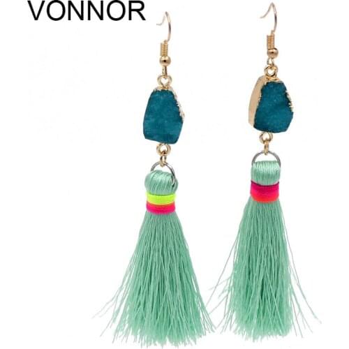 VONNOR Earring for Women Jewelry Hanging Pendientes Resin Tassel Boho Drop Earrings Female Long Earrings Dropshipping