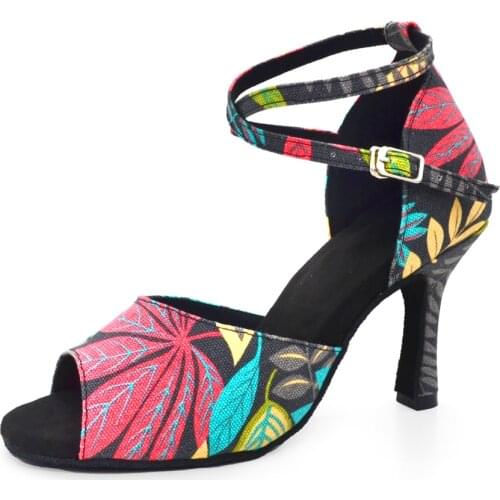 Evkoodance Christmas Gift Ballroom Dance Shoes Ladys Africa Salsa Dance Shoes Suede 8.3cm Heeled Women Latin Dance Shoes