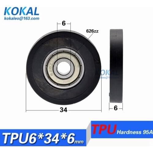 [TPU0634-6] 1PCS Low noise Vending machine DIY 626zz inner diameter 6mm ball bearing TPU PU rubber coated bearing 6*34*6mm