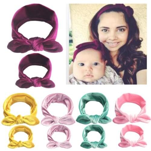 2Pcs Baby Mom Hair Band Bowknots Parent-child Headband Girl Headwear Accessories