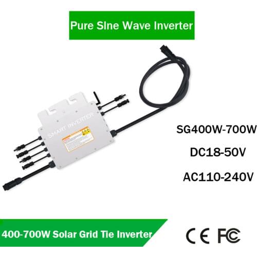 400W 500W 600W 700W PV Smart Micro inverter Input 18-50VDC to 100V-240VAC MPPT Pure Sine Wave Grid Tie Inverter