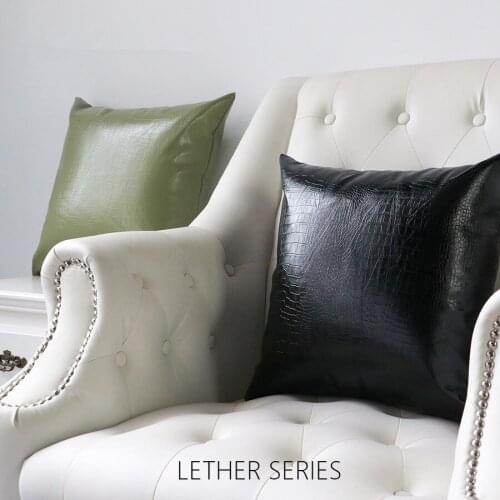 45cm beige/green/black/blue/yellow faux crocodile leather pillow case cushion cover immitaion leather backrest pillow cover