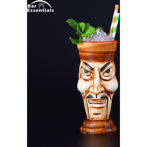 Tiki Mugs Cocktail Cup Beer Beverage Mug Wine Mug Ceramic Bamboo Leaves Tiki Mug 450ML ml Bar Tool
