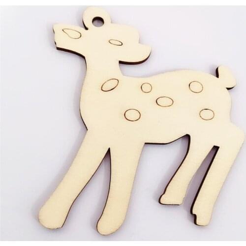5pcs 100mm Natural DIY Large Wood Elk Reindeer Shapes Tags Pendants Birch Blank Christmas Tree Decorations Gift Crafts