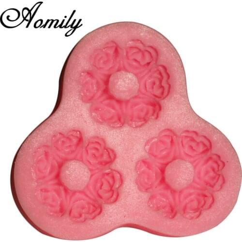 Amoliy 3pcs Rose Wreath Fondant Mold Silicone Cake Mold Chocolate Mold Resin Clay Baking Mould Cake Decoration Accessories