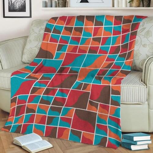 Abstract Geometric Pattern 3D Printed Velvet Plush Throw Fleece Blanket Bedspread Sherpa Blanket Home Decora