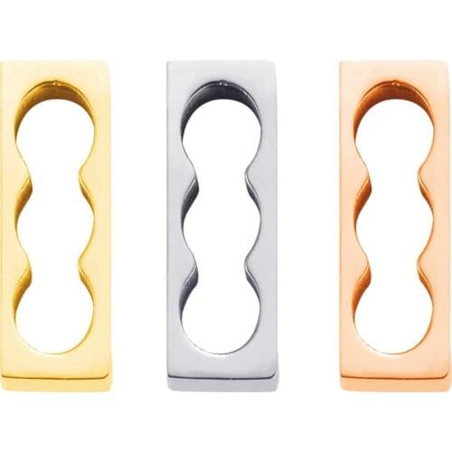 MYLONGINGCHARM 10pcs Stainless Steel Rectangle Beads 6x18mm Engravable Bracelet Beads Shiny Steel gold rosegold color