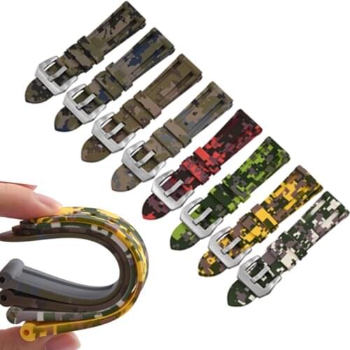 Digital Camo Sports Style Rubber Strap 20MM 22MM 24MM26MM Watch band Strap Dustproof Waterproof Watchbands For Pam Watch Strap