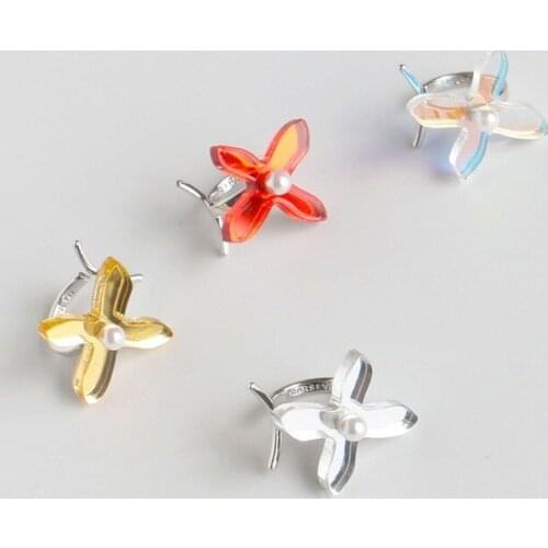 Flower arrangement small star ear clip pastoral temperament model male and female neutral earrings without earrings
