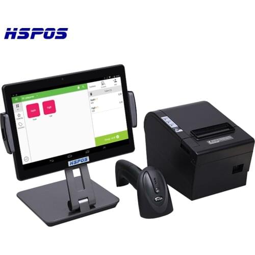 HSPOS 10 inch Restaurant Ordering Tablet Pos Machine All in one Pos System Cashier with Scanner Thermal Printer HS-ST01
