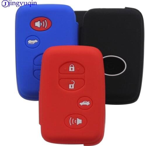 Jingyuqin 10pcs For Toyota Highlander Prius V Venza Land Cruiser 4 Buttons Remote Silicone Car Key Fob Case Cover Shell Holder