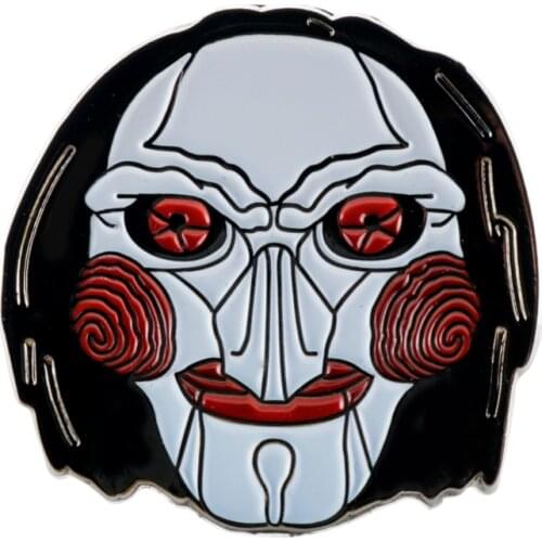 Movie Jewelry SAW The Puppet Mask Metal Enamel Pin and Brooches Women Lapel Pin Backpack Bags Badge Gifts