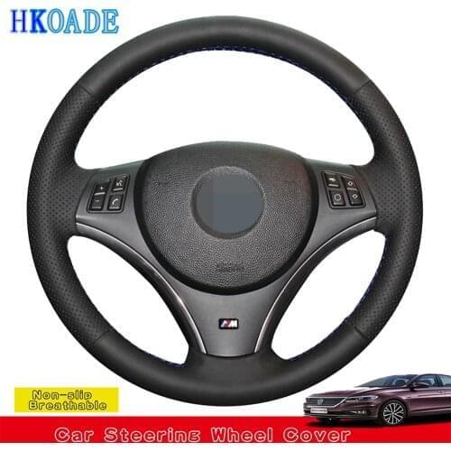 Car Products DIY Black Artificial Leather Car Accessories Steering Wheel Cover For BMW E90 325i 330i 335i E87 120i 130i 120d