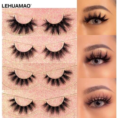 LEHUAMAO Makeup Lashes 3D Mink Eyelashes Wispy Volume False Lashes Dramatic Lash Natural Fuffy Lashes Full Finish Glamorous Eye