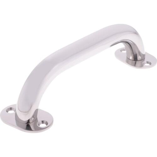 Boat Handrail Grab Handle - 9 inch 22.8cm Long - Heavy Duty Round Welded Flange Base Marine 316 Stainless Steel Boat Hand Rail