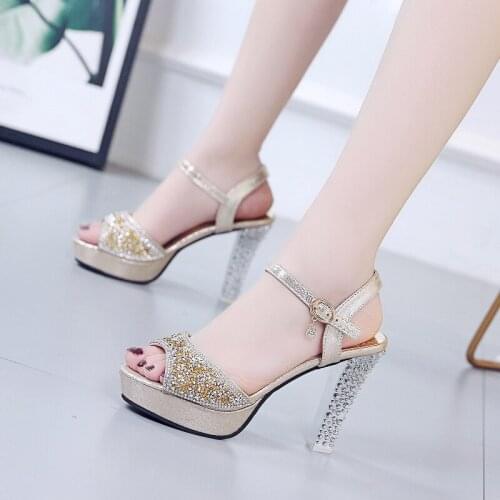 Fashion high heels summer new style Korean wild fish mouth sandals waterproof platform word buckle womens shoes