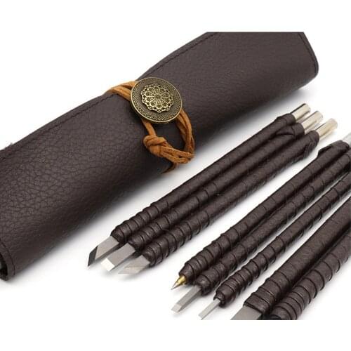 8Pcs Tungsten Steel Stone Wood Carving Hand Chisel Tool Set Woodworking Stone Graver Lettering Engraving Carved Knife Tools