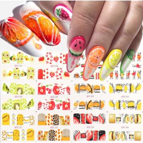 Fruit Lemon Nail Water Decal Sticker Summer Design Nail Art Sliders Woman Face Anime Foil Manicure Decoration LABN1585-1632