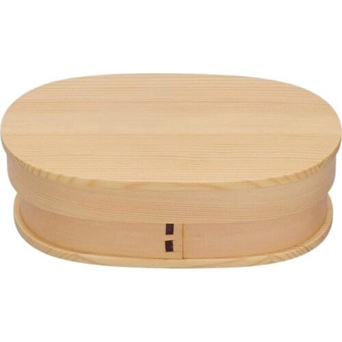 Single-Layer Wooden Lunch Box Solid Wood Household Lunch Box Creative Student Lunch Box Wood Color