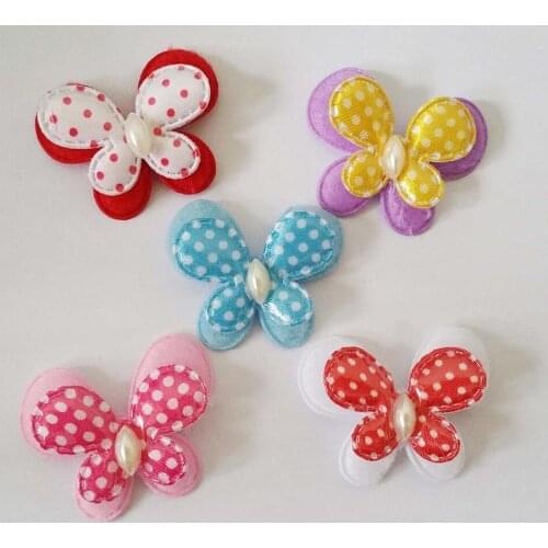 PA0034 dotted padded Butterfly appliques mix 120pcs 2 Layers Cream Pearl center emblishment jewelry accessories