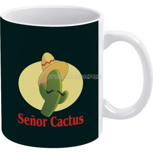 Senor Coffee Mugs Pattern Coffee Mug 330ml Milk Water Cup Creative Fathers Day Gifts Senor Sombrero Green Yellow Red Joyous Amig