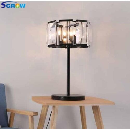 SGROW Art Decoration Table Lamp for Living Room Bedroom Bedside Lampara de mesa Retro Crystal Desk Light Fixtures