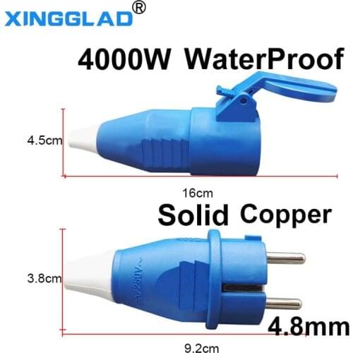 EU Plug Waterproof IP54 2 Pin Male Female Adapter Extender Cord 16A Electronic Connector Schuko Rewireable Detachable Socket