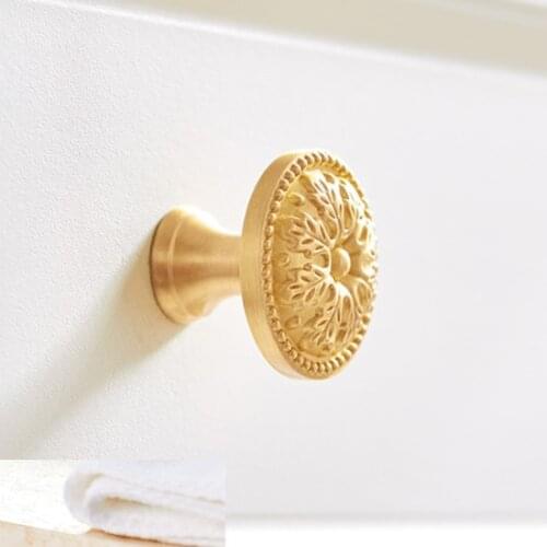 Light Luxury Solid Brass Handle Kitchen Dresser Knob Gold Cabinet Door Knob Drawer Knobs Decor Furniture Handles Hardware