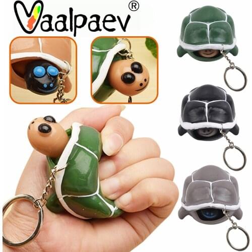 Squeeze Turtle Keychain Fidget Toys Anti Stress Relief Shrink Head Slow Rising Animal Funny Kawaii Gift for Kids Boys