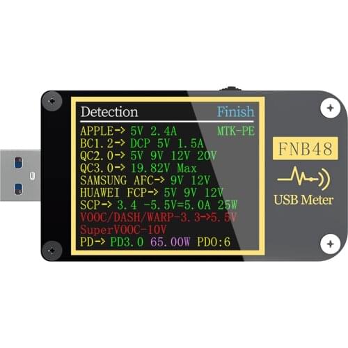 USB Voltage Current Meter Multi-function Fast Charge Tester 1.77 Inch High-definition Display Support QC/PD And Other Protocols