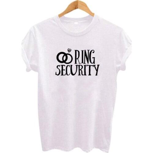 Love Summer New Ring Security Tees Wedding Tshirt Black White Ulzzang Harajuku Woman Clothes Poleras De Mujer Moda T-shirt