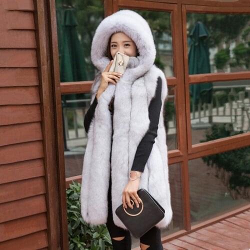 JMLD Whole Skin Fox Fur Grass Vest Hooded Womens Medium And Long Slim West 2021 New Coat