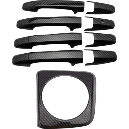 1 Pcs Automatic Shift Panel Carbon Style Central Control Panel & 4 Pcs Car Side Door Handle Frame Cover Trim