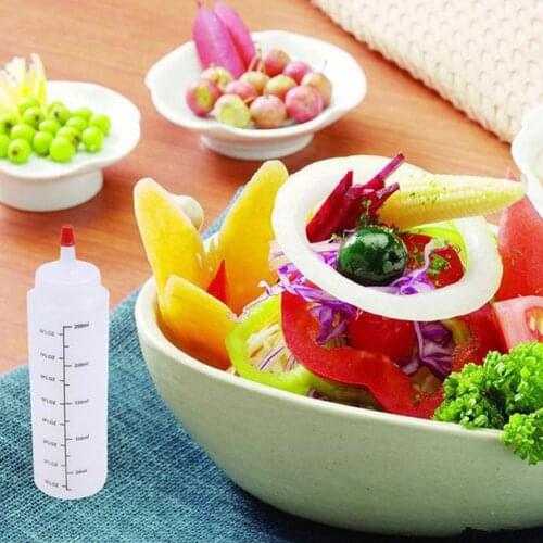 1pcs Plastic Needle-nosed Scale Squeeze Bottle Cap Sauce Salad Squeezable Bottle with Leak-proof Home Kitchen Party Accessories
