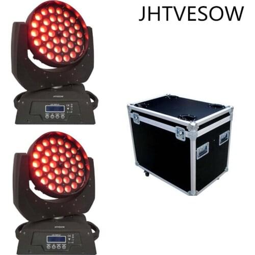 2pcs/lot with road case 36x18w rgbwa uv 6in1 dmx beam wash led moving head lighting stage performance decoration dj party lights