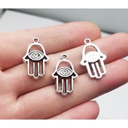 20pcs/lot--24x15mm, Hamsa Hand cham,Antique silver plated Hand With Eye charms ,DIY supplies, Jewelry accessories