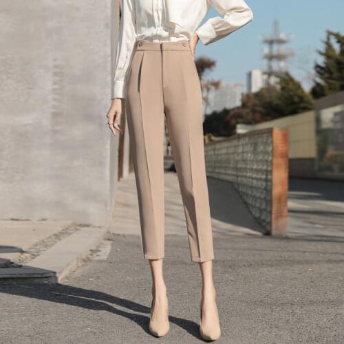 Women 2021 Spring Summer Casual Suit Pants Female Ankle-length Harem Pants Office Ladies Elegant Fashion All-match Trousers B93