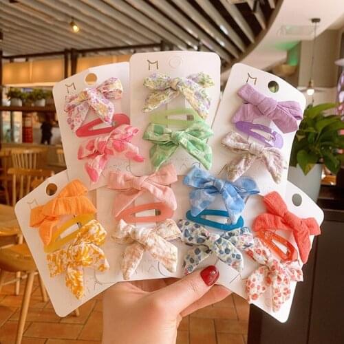 3Pcs/Set Baby Hair Clips Floral Print Baby Girl Bow Hair Clips Kids Hair Accessories Set Todder Girls Barrettes