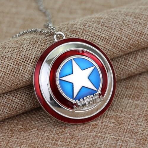 Superhero Captain America Cosplay Accessories Steve Rogers Round Shield Pendant Keychain jewelry Necklace Key Ring Kids Toy Gift