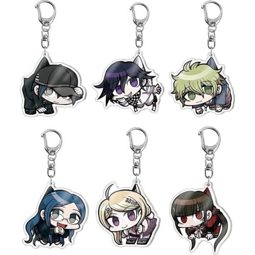 Anime Game Danganronpa V3 Figures Q Version Keychain Saihara Shuichi Ouma Kokich Transparent Acrylic Pendant Key Chain Best Gift