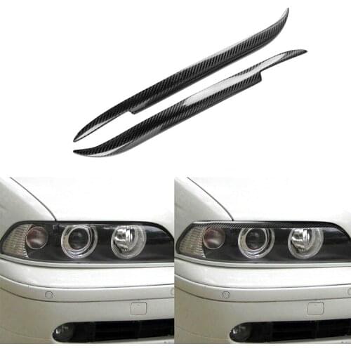 Real Carbon Fiber Headlight Cover Eyebrows Eyelids for BMW E39 525 528 530 1997-2003 Car Stickers Headlight Protector