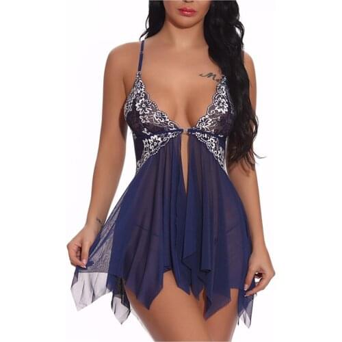 Exotic Apparel Women Lingerie Dress Pajamas Large Size Night Gown Underwear Women Front Closure Thong Sensual Lingerie Woman