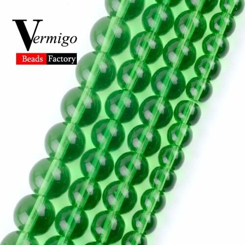Smooth Green Glass Czech Beads Round Crystal Loose Beads For Needlework Jewelry Making 4 6 8 10 12mm Pick Size Diy Bracelet 15"