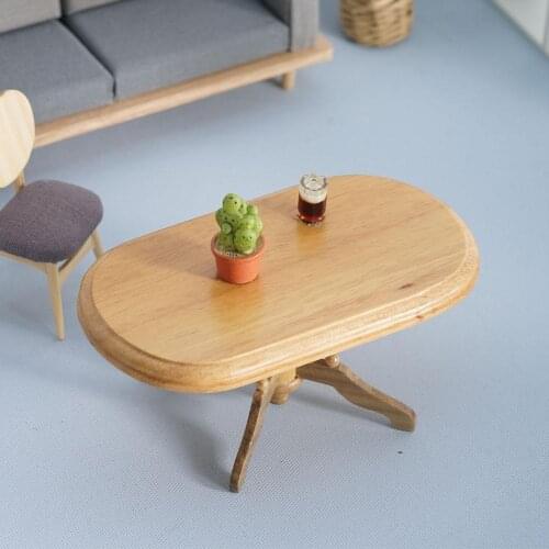 New 1/12 Dollhouse Mini Simulation Furniture Birch Dining Table Model Dolls House Kitchen Living Room Accessories